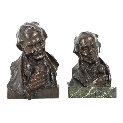 Lot 76 - A pair of bronze patinated busts after Hans Muller (Austrian,1873-1937)