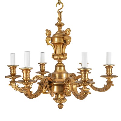 Lot 281 - An ormolu six-light chandelier Knole style