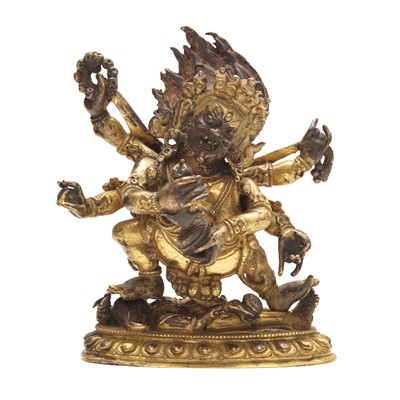Lot 102 - A Chinese gilt-bronze figure of Mahakala, 19th/20th century