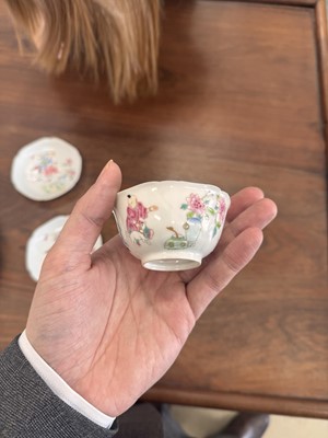 Lot 50 - A pair of fine Chinese famille-rose semi-eggshell 'boys' cups and saucers, Qing dynasty, Yongzheng period
