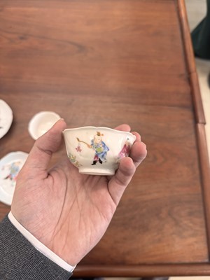 Lot 50 - A pair of fine Chinese famille-rose semi-eggshell 'boys' cups and saucers, Qing dynasty, Yongzheng period