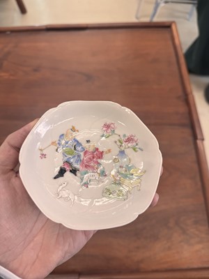 Lot 50 - A pair of fine Chinese famille-rose semi-eggshell 'boys' cups and saucers, Qing dynasty, Yongzheng period