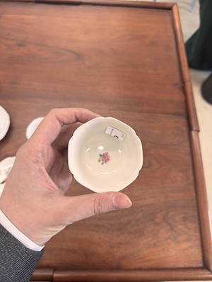 Lot 50 - A pair of fine Chinese famille-rose semi-eggshell 'boys' cups and saucers, Qing dynasty, Yongzheng period