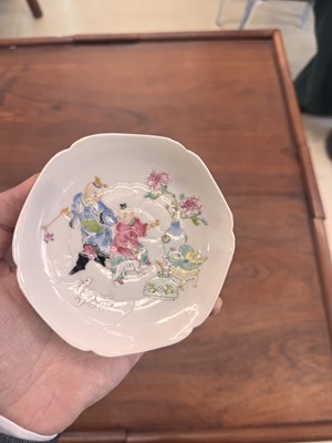 Lot 50 - A pair of fine Chinese famille-rose semi-eggshell 'boys' cups and saucers, Qing dynasty, Yongzheng period