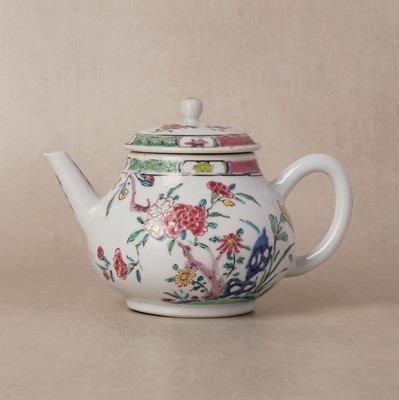 Lot 166 - A Chinese famille-rose 'floral' teapot, Qing dynasty, Qianlong period