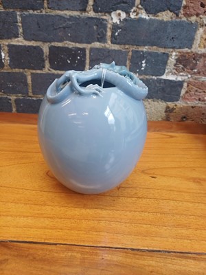 Lot 85 - A Chinese monochrome clair-de-lune 'chilong' jar, Qing dynasty, 19th century