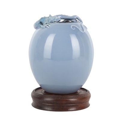 Lot 85 - A Chinese monochrome clair-de-lune 'chilong' jar, Qing dynasty, 19th century