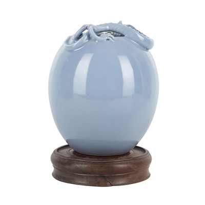 Lot 85 - A Chinese monochrome clair-de-lune 'chilong' jar, Qing dynasty, 19th century