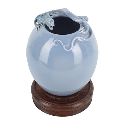 Lot 85 - A Chinese monochrome clair-de-lune 'chilong' jar, Qing dynasty, 19th century