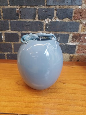 Lot 85 - A Chinese monochrome clair-de-lune 'chilong' jar, Qing dynasty, 19th century