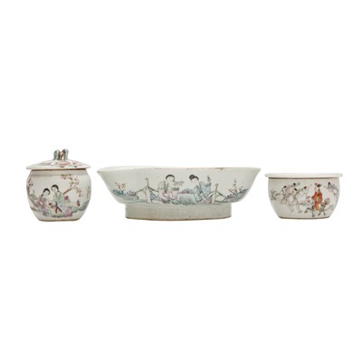 Lot 418 - Three Chinese famille-rose ceramics, Republic period
