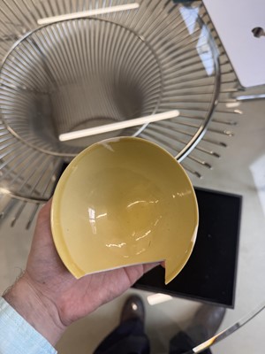 Lot 29 - A Chinese Imperial monochrome yellow-glazed bowl, Qing dynasty, Kangxi mark and of the period