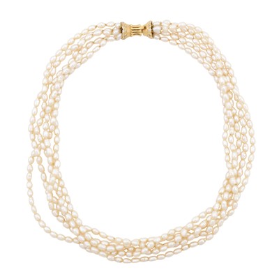 Lot 414 - A freshwater pearl and diamond necklace