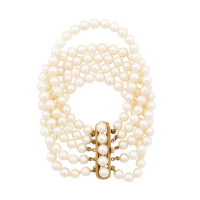 Lot 415 - A five strand pearl bracelet
