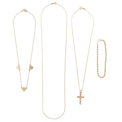 Lot 402 - Three necklaces and a bracelet