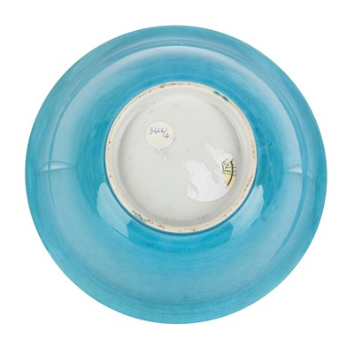 Lot 35 - A Chinese monochrome turquoise-glazed bowl, Qing dynasty, Kangxi period