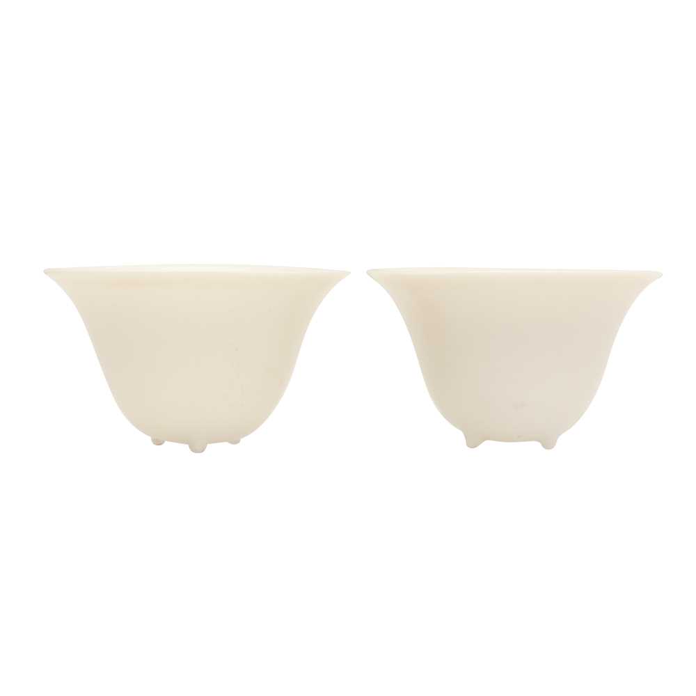 Lot 90 - Two Chinese Dehua inscribed cups, Qing dynasty, 17th/18th century