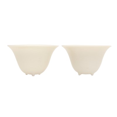 Lot 90 - Two Chinese Dehua inscribed cups, Qing dynasty, 17th/18th century