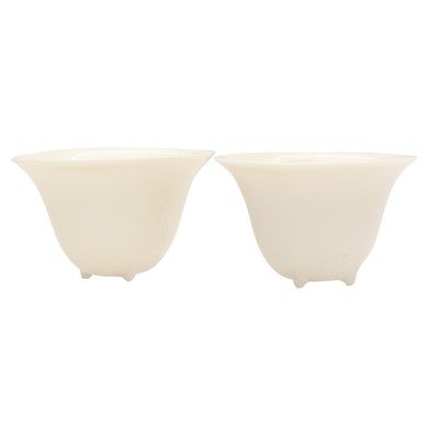 Lot 90 - Two Chinese Dehua inscribed cups, Qing dynasty, 17th/18th century