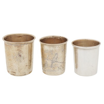 Lot 670 - Three French 950 standard silver beaker