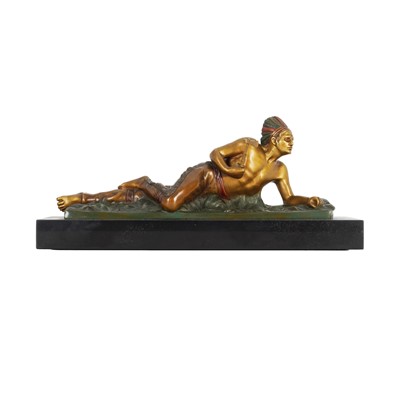 Lot 72 - An early to mid 20th Century bronze sculpture after Edouard Drouot of a Native American