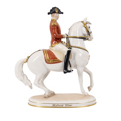 Lot 159 - A Vienna Augarten figure on horseback
