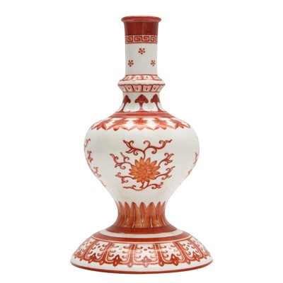 Lot 765 - A Chinese iron-red-decorated 'holy water' vase, 20th century