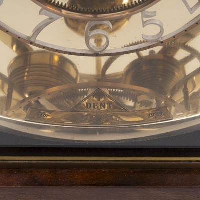 Lot 43 - An epicyclic brass skeleton clock by Dent, London, dated 1973