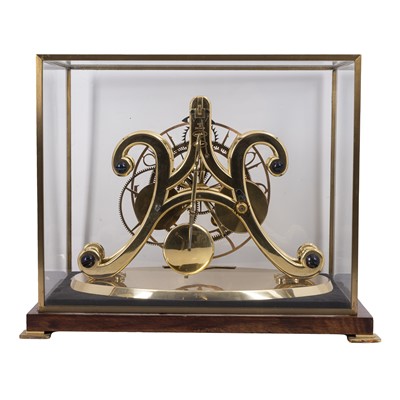 Lot 43 - An epicyclic brass skeleton clock by Dent, London, dated 1973