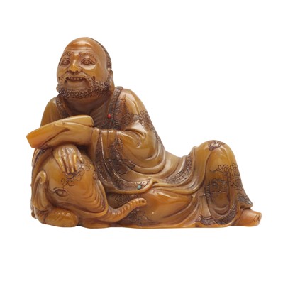 Lot 576 - A Chinese soapstone figure of a Luohan, 20th century