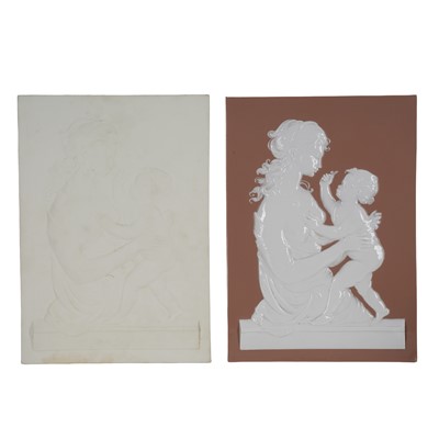 Lot 126 - A near pair of Royal Worcester plaques decorated with a design by Arnold Machin