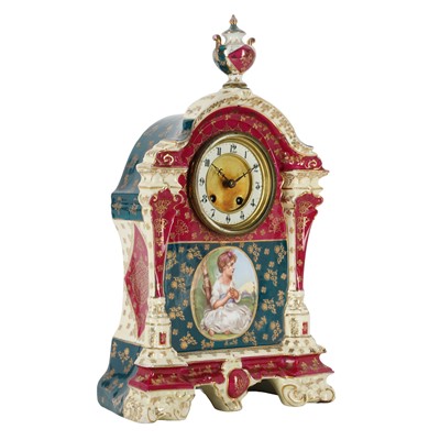 Lot 49 - A Vienna porcelain mantel clock