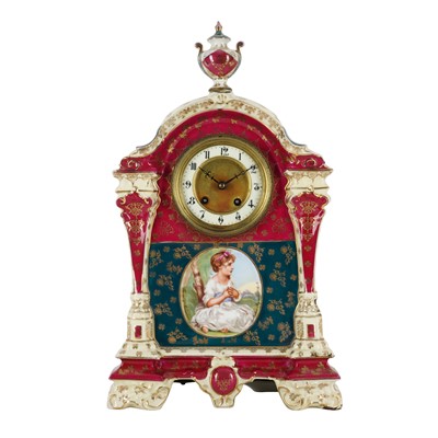 Lot 49 - A Vienna porcelain mantel clock
