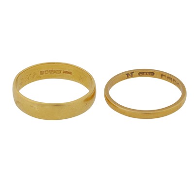 Lot 399 - Two gold band rings