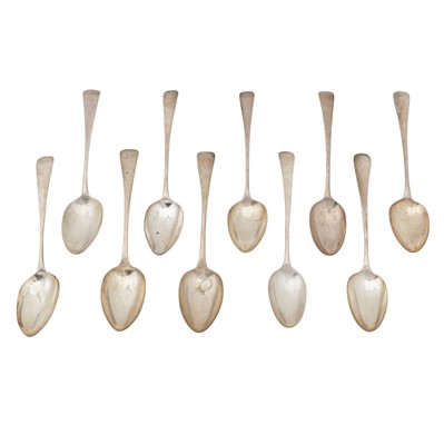 Lot 711 - Ten George III sterling silver tablespoons