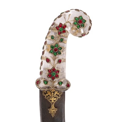 Lot 343 - A Mughal style dagger with a rock crystal handle