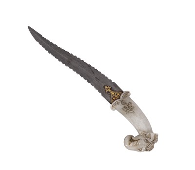 Lot 342 - A Mughal style dagger with a carved jadeite handle
