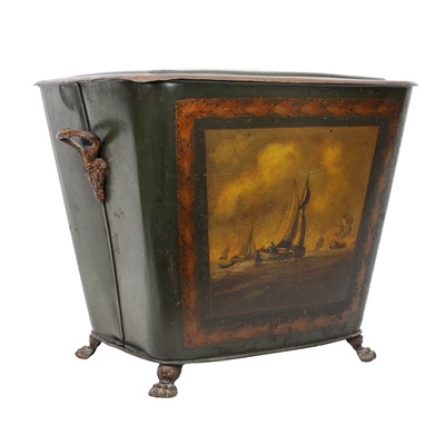 Lot 223 - A 19th century toleware coal scuttle