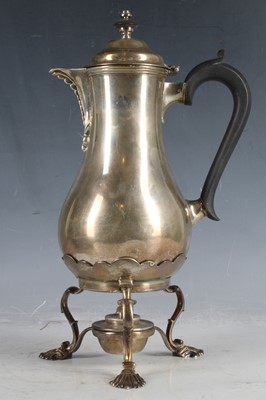 Lot 5 - A Georgian style silver coffee pot, on stand...