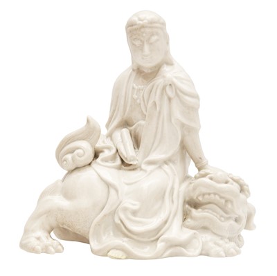 Lot 601 - A Chinese dehua figure of Guanyin, Qing dynasty, 19th century