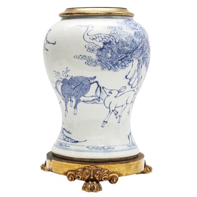 Lot 347 - A Chinese blue and white 'deer' vase, Qing dynasty, 19th century