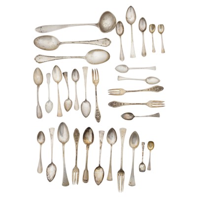 Lot 704 - A mixed group of Austro-Hungarian, and German 800 standard silver flatware