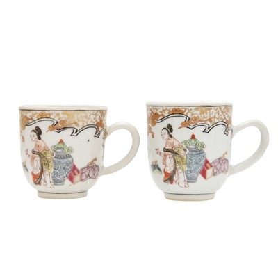 Lot 557 - Two Chinese famille-rose coffee cups, Qing dynasty, Qianlong period
