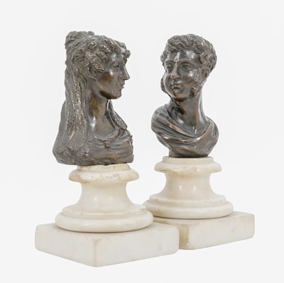 Lot 69 - A pair of 19th Century patinated bronze busts