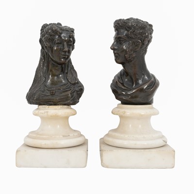 Lot 69 - A pair of 19th Century patinated bronze busts