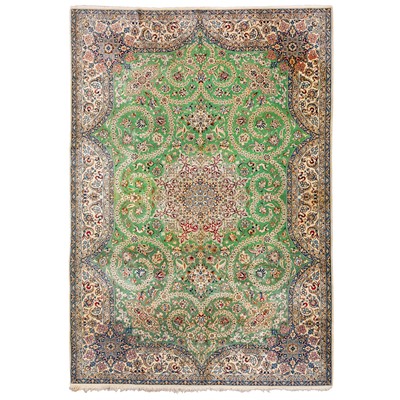 Lot 63 - An extremely fine part silk, signed Nain carpet, central Persia