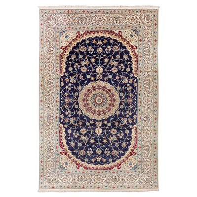 Lot 26 - An extremely fine part silk Nain carpet, central Persia