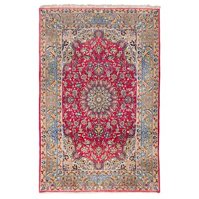 Lot 73 - An extremely fine part silk Isfahan rug, central Persia