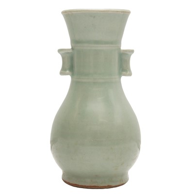 Lot 704 - A Chinese Longquan celadon-glazed 'arrow' vase, hu, 19th/20th century