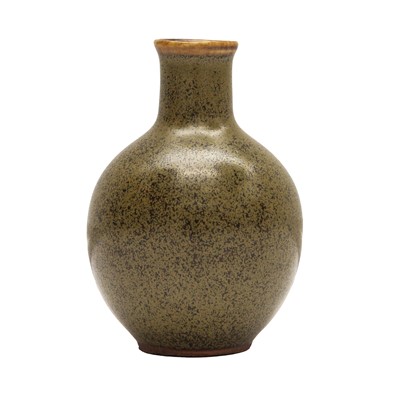 Lot 76 - A small Chinese teadust-glazed bottle vase, Qing dynasty, 19th century, Qianlong mark